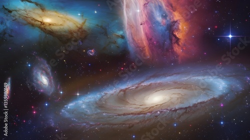 A Breathtaking View of Outer Space Showcasing Distant Galaxies, Stars, and Nebulae Glowing in Vibrant Colors, Capturing the Infinite Beauty and Mysteries of the Universe​


