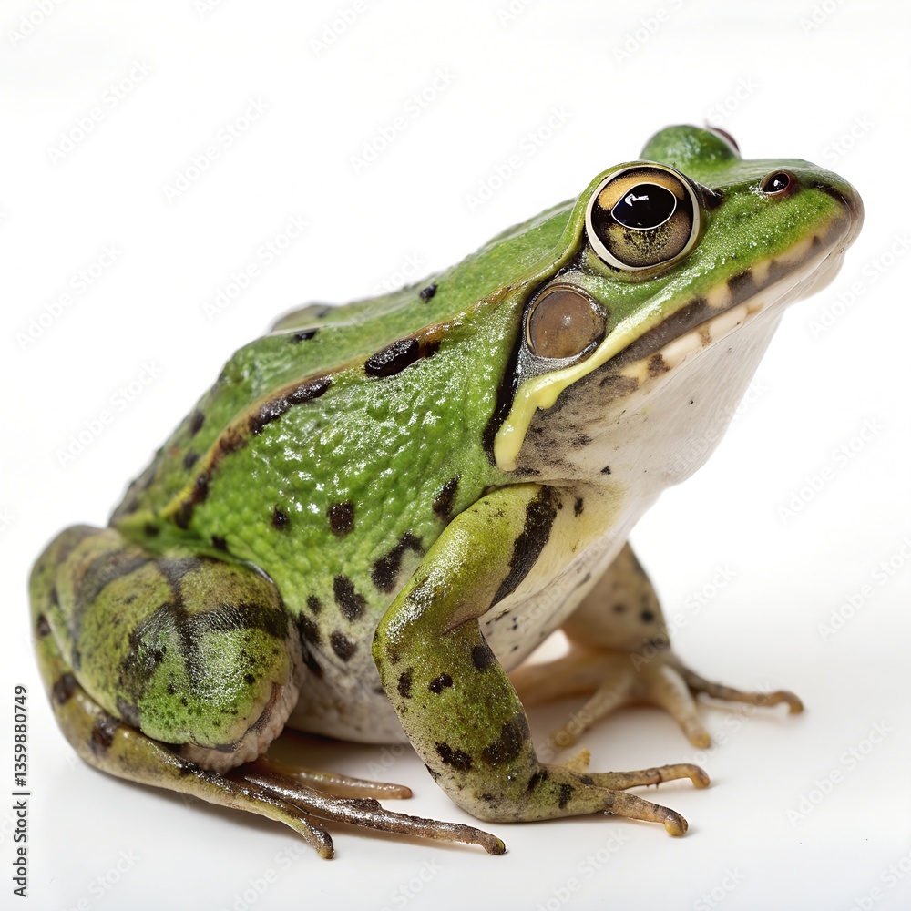 Obraz premium Green frog realistic on white background