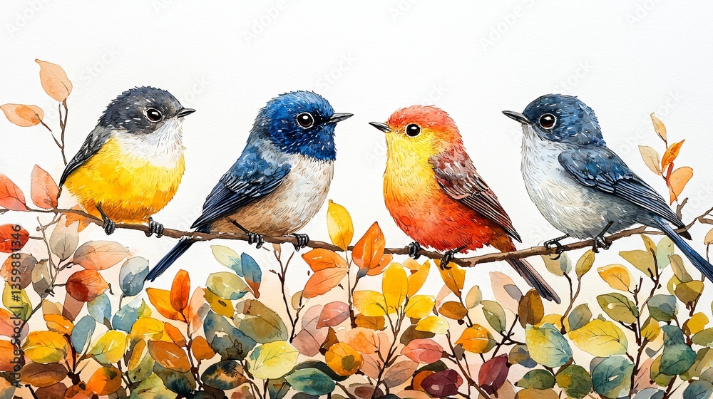 Fototapeta premium Colorful birds on a branch