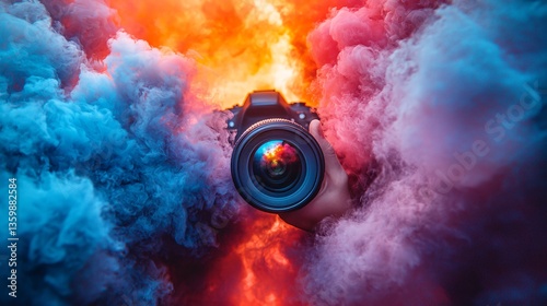 Colorful Smoke Enveloping Camera
