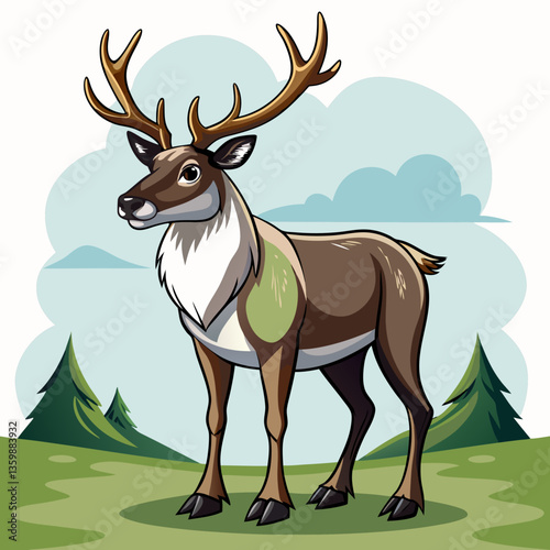 "Caribou Animal Vector Graphic Design File - Wildlife Illustration"