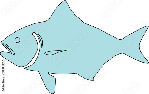 Adobe Illustrator ArtworkMinimalistic Blue Fish Illustration - Ideal for Aquatic, Educational, and Design Projects