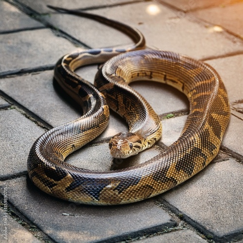python snake on the street, AI generated