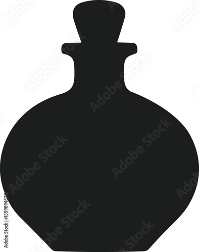 Vintage Potion Bottle Silhouette Vector - Antique Flask Icon for Branding and Design