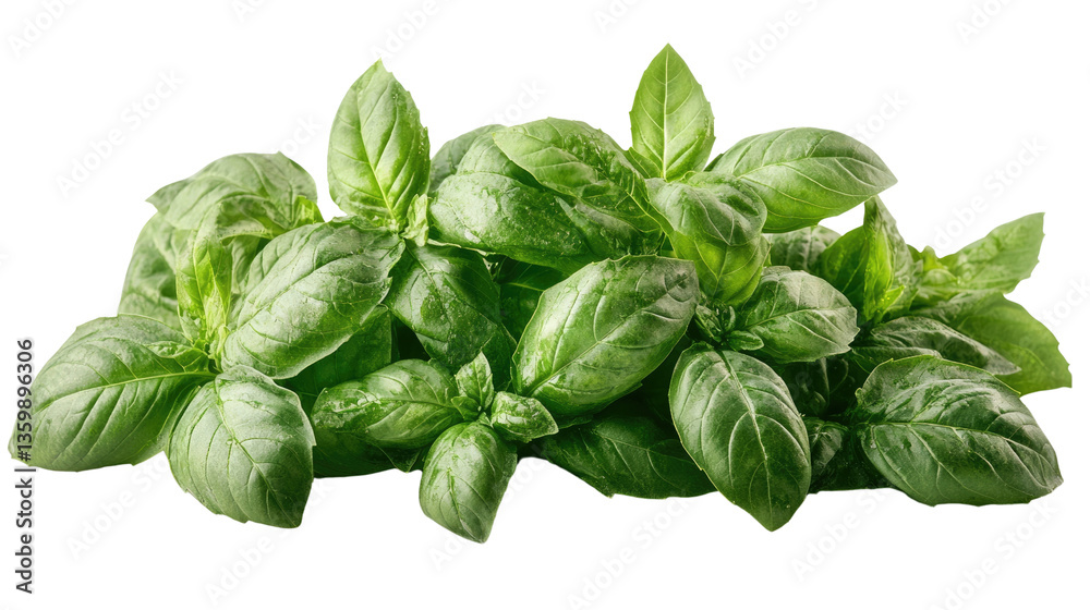 Fresh Basil Leaves: A vibrant collection of fresh, green basil leaves, showcasing their lush texture and aromatic appeal, perfect for culinary use. Fresh Basil Leaves: A vibrant collection of fresh, green basil leaves, showcasing their lush texture and aromatic appeal, perfect for culinary use.
