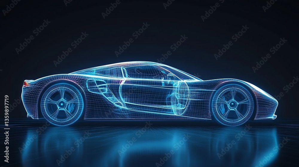 Naklejka premium Modern Luxury Colored Car Race Design Concept Wallpaper Background 3d Rendering Generative Ai