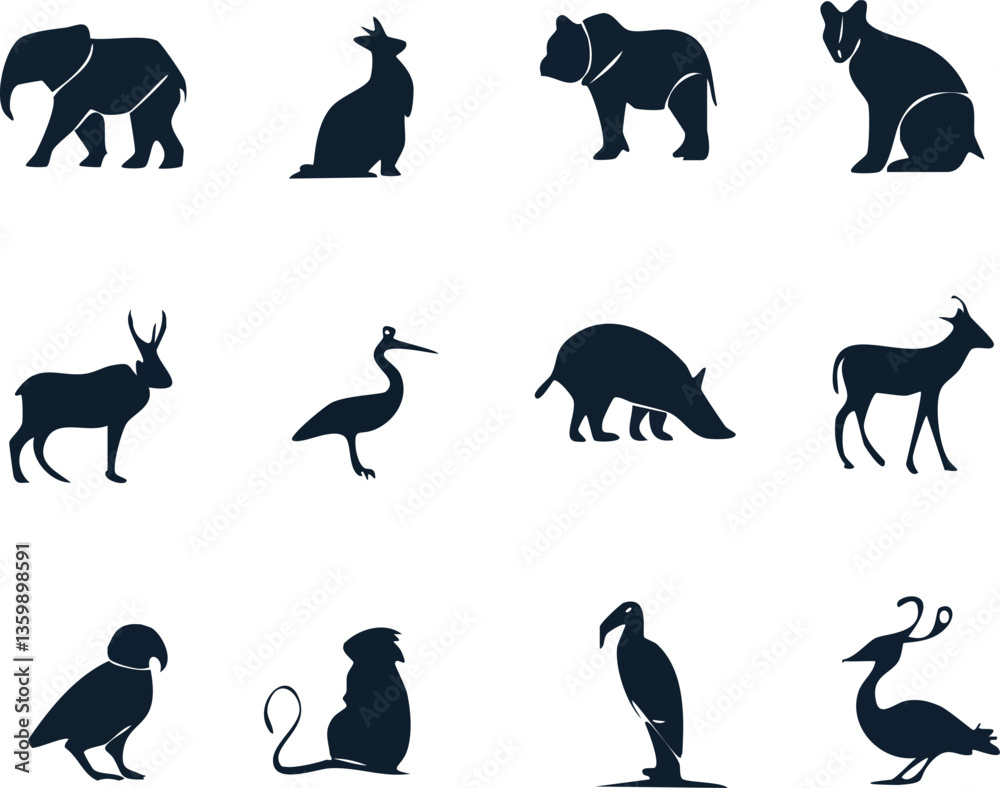 Obraz premium Collection of Animal Silhouettes