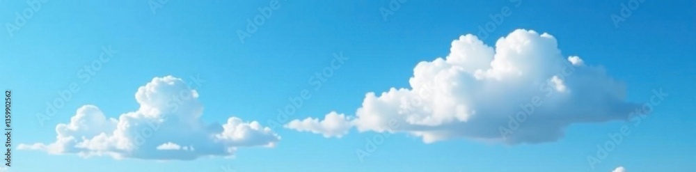 Obraz premium Puffy white cloud drifts lazily across bright blue summer sky, fluffy cloud, gentle breeze, cloud