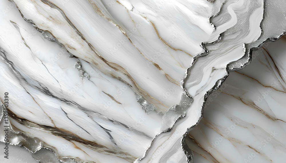 Obraz premium Elegant White and Silver Marble Texture for Luxury Branding Design