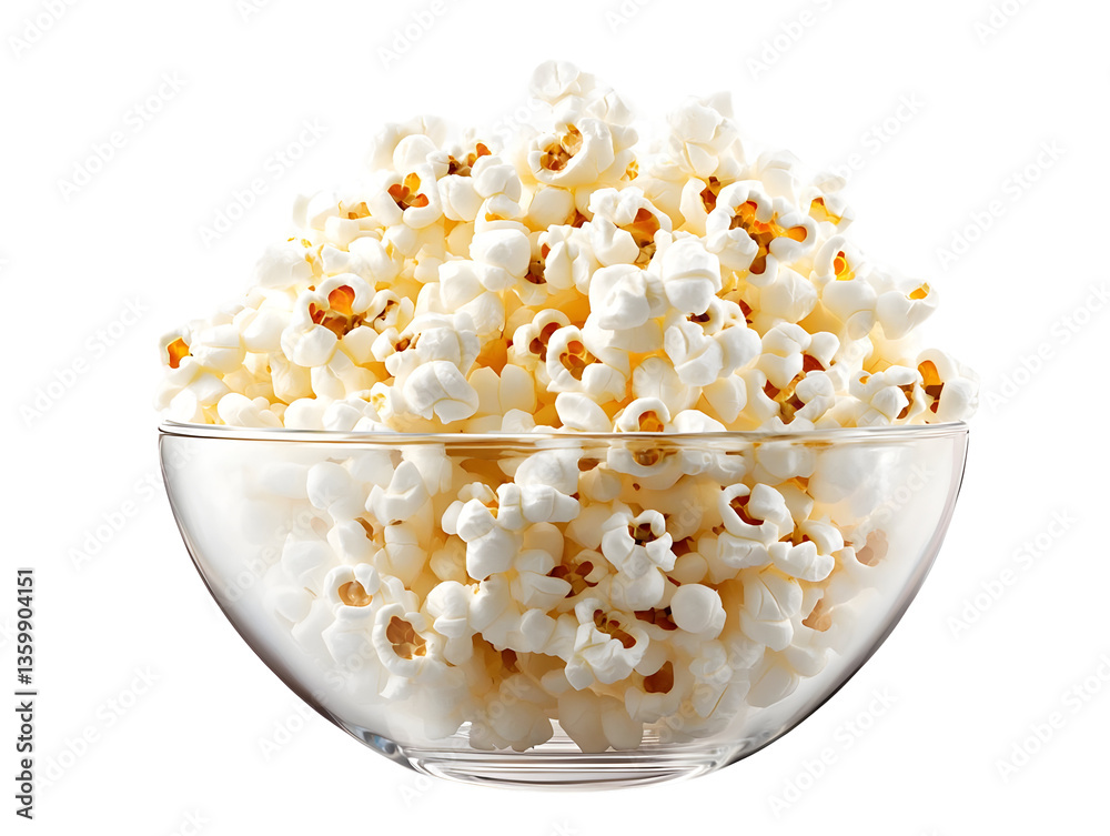 Isolated Transparent Background Bowl Full of Delicious White Popcorn Isolated Transparent Background Bowl Full of Delicious White Popcorn