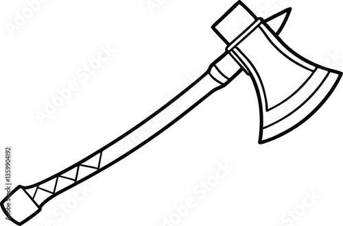 axe outline coloring book page line art vector drawing