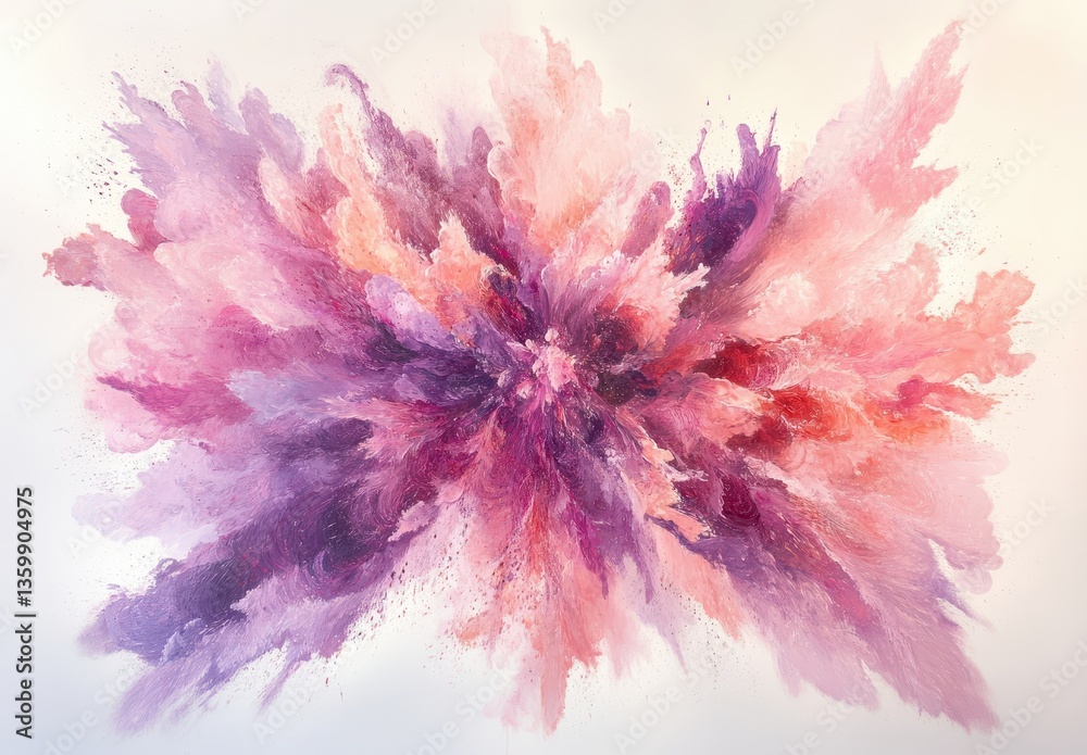 Obraz premium Abstract explosion of colors with shades of pink, purple, and red creating a vibrant, dynamic atmosphere in a contemporary art style