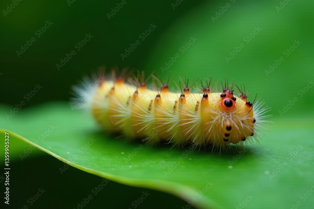 Fototapeta premium Tiny spiders emerge from a silken cocoon on a banana leaf , insect, nature