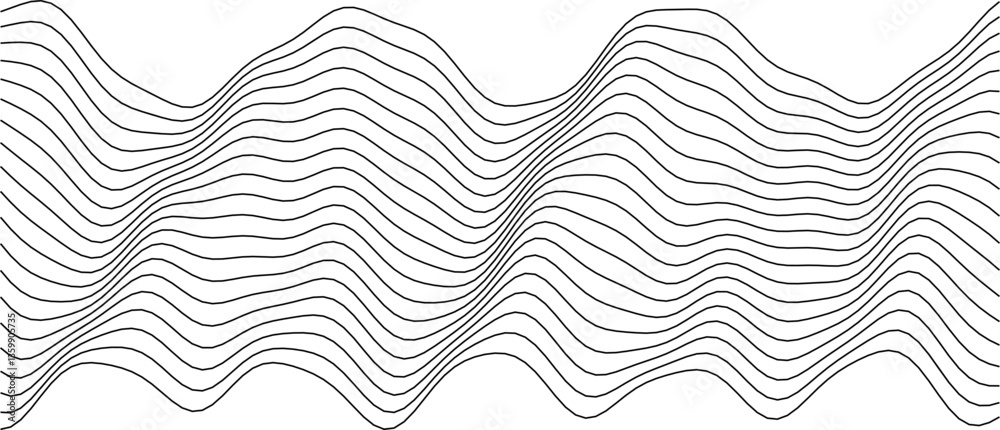 Abstract wave pattern featuring geometric curves in black and white for modern design projects. Abstract wave pattern featuring geometric curves in black and white for modern design projects.