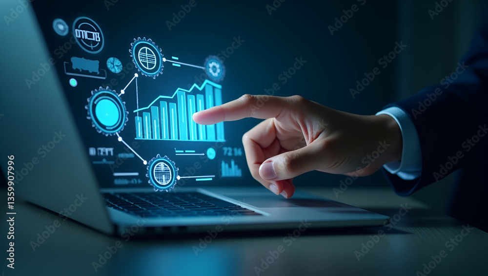 Flat Hand Engaging with Holographic Digital Marketing Strategy Interface: Analyzing SEO Metrics and Data Flat Hand Engaging with Holographic Digital Marketing Strategy Interface: Analyzing SEO Metrics and Data