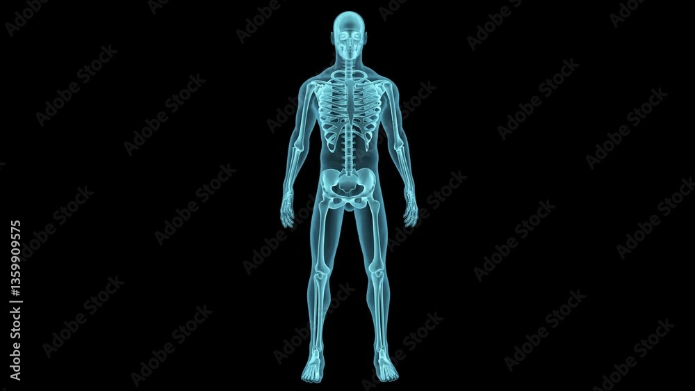Holographic Human Body Scan With Skeleton Inside, Smooth Camera Movement, and Alpha Channel Holographic Human Body Scan With Skeleton Inside, Smooth Camera Movement, and Alpha Channel