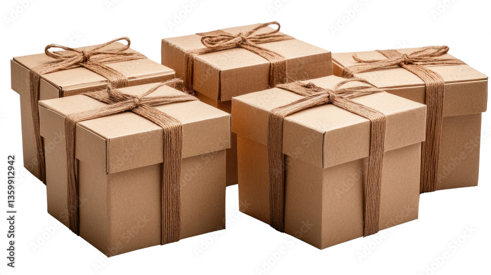 Fototapeta premium Gifts Boxes: Presents with ribbon against a clean background, the image conveys a sense of anticipation and delight. Perfect for illustrating the joy of giving, celebration.