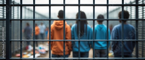Youth rights in confinement. The troubled teen industry encompasses various youth residential programs designed for at-risk teenagers. Rehabilitation and behavior modification. Blurred background b...