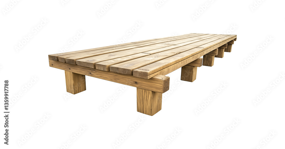 Fototapeta premium Wooden pier on a transparent or white background. footbridge, seaside dock.