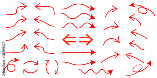 赤色の矢印セットイラスト