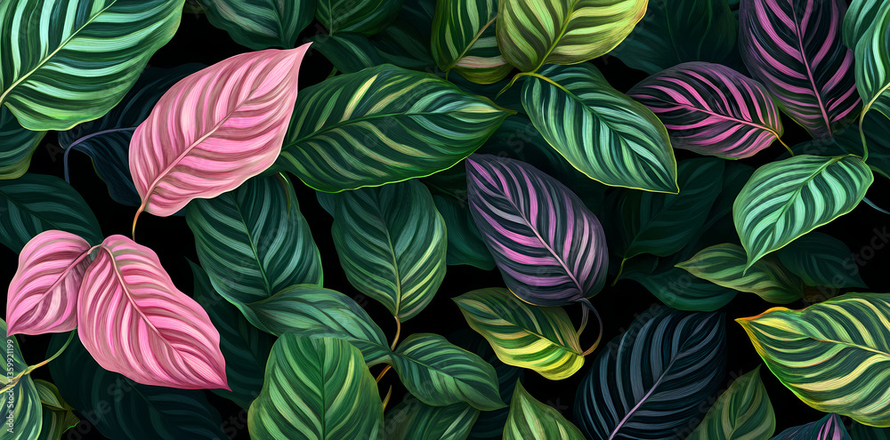 custom made wallpaper toronto digitalLush Leafy Embrace: An artistic view of vibrant plant leaves creating a mesmerizing play of textures and colors. The image captures the essence of botanical beauty.