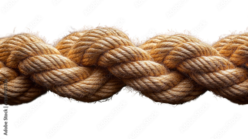 Coiled Rope: An eye-level shot of thick, textured rope, emphasizing its intricate weave, evokes feelings of strength and maritime themes.