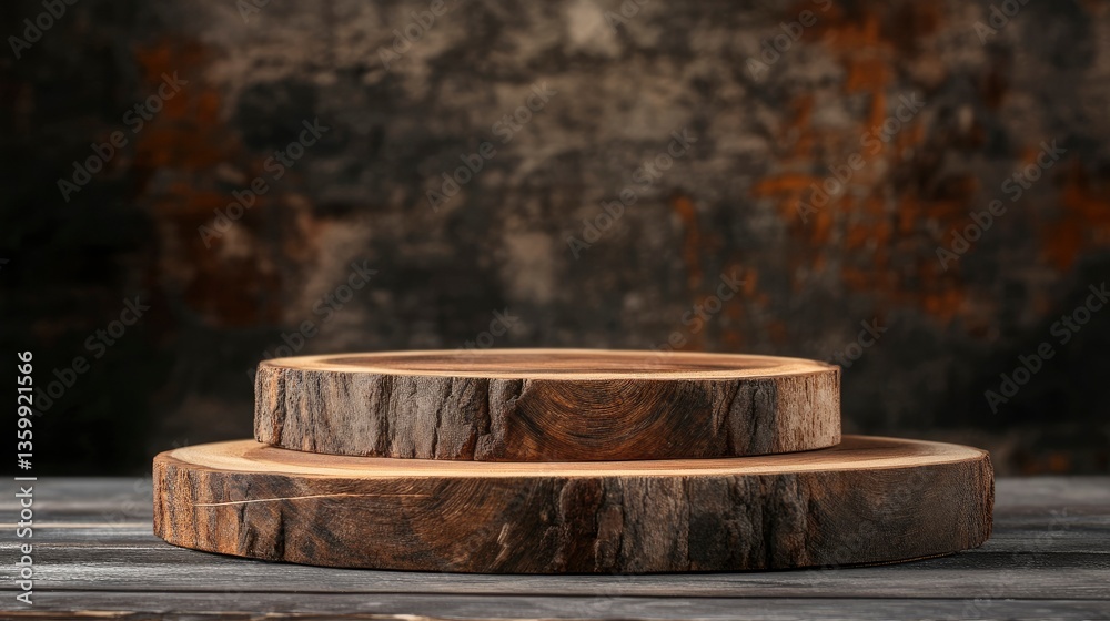 Rustic wood pieces podium. Background for perfume, jewellery and cosmetic products Rustic wood pieces podium. Background for perfume, jewellery and cosmetic products