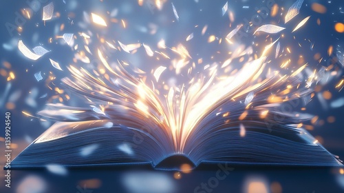 Wallpaper Mural A hyperrealistic clipart of an open book with pages fluttering in the wind, crisp edges, fine details, dynamic motion, bright lighting, isolated on white.  Torontodigital.ca