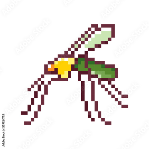 Pixel art illustration Mosquito. Pixelated Mosquito. Bloodsucking insect pixelated for the pixel art game and icon for website and video game. Pixel game asset. 
