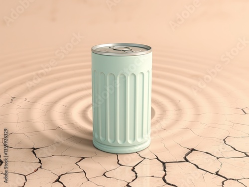 Tranquil Garbage Can, Rippled Circles, Peach & Mint Schist
