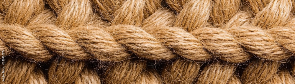 Fototapeta premium Tightly woven jute rope texture with natural fibers, showcasing earthy tones