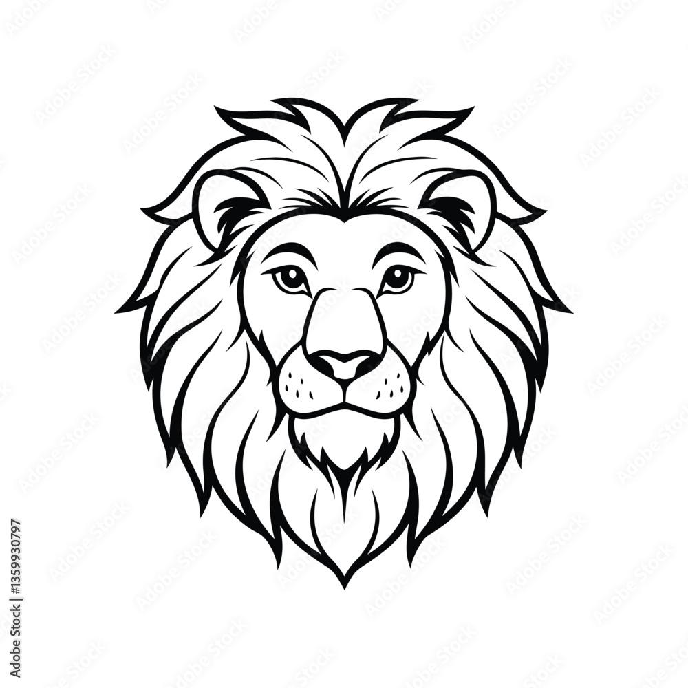 Fototapeta premium A line art vector drawing of a majestic lion head.eps