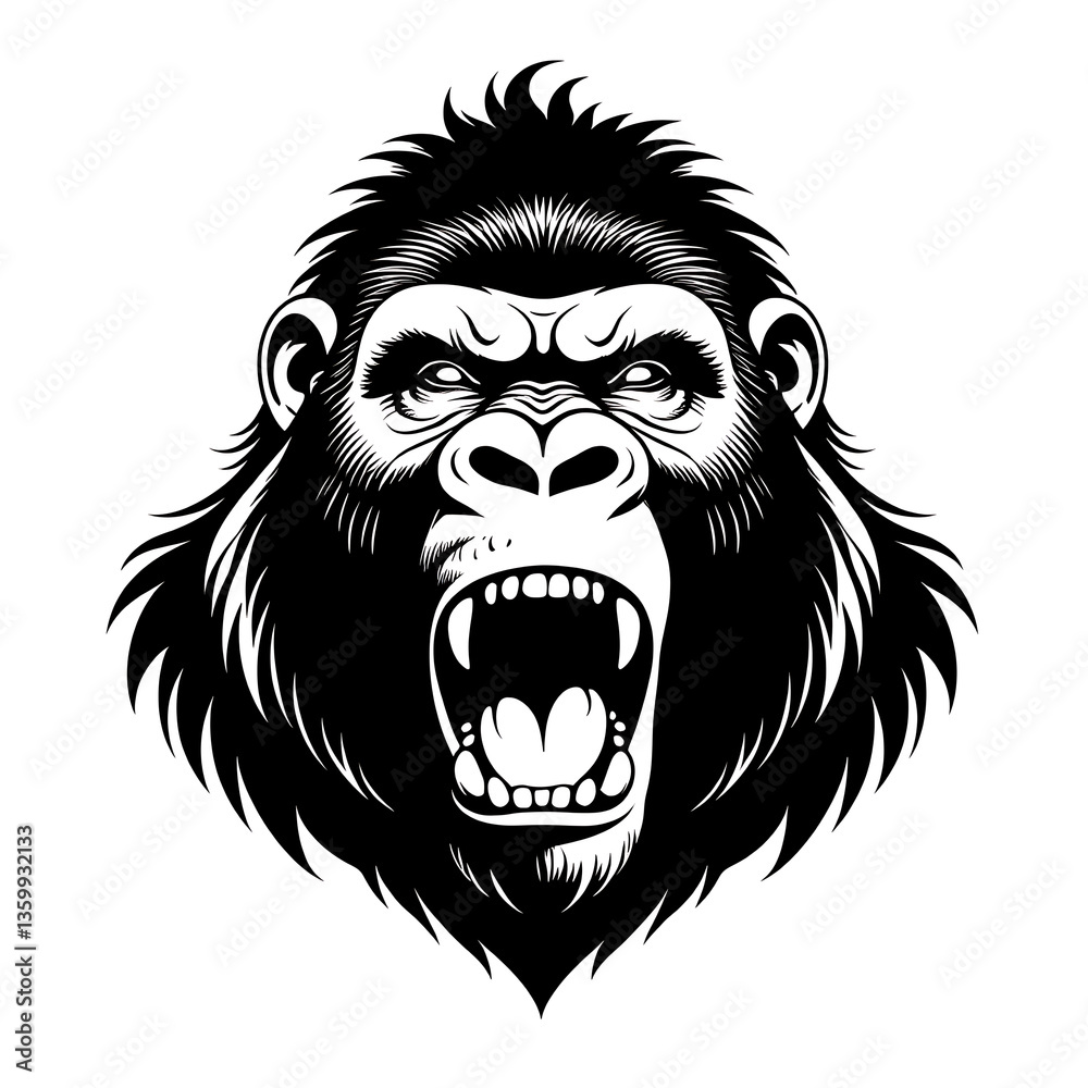 Fototapeta premium Minimalist Gorilla Logo – Elegant Jungle Animal Symbol for Logo Design