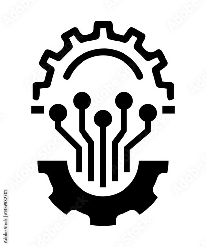 Gear tech icon filled with black