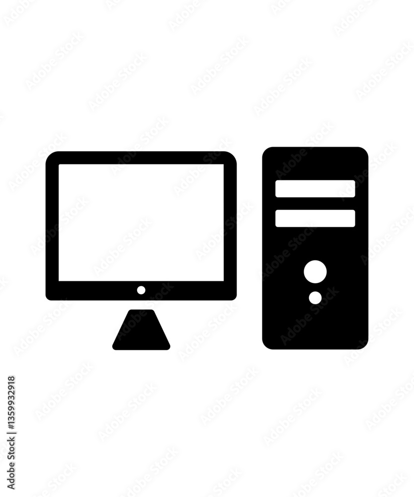 Computer icon filled with black Computer icon filled with black