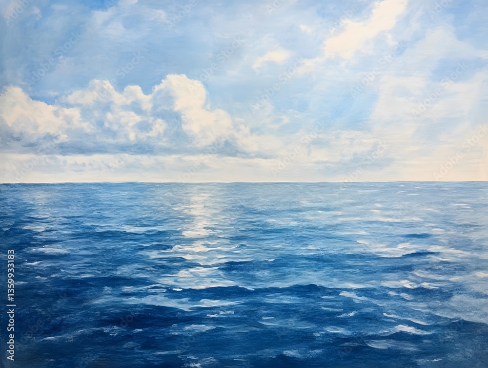 Obraz premium 10. A calm open sea with a smooth water surface and distant horizon