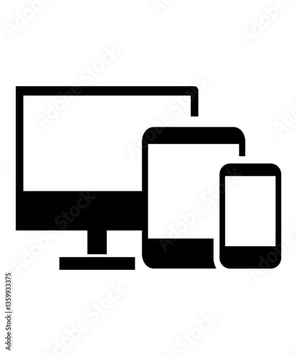 Responsive devices icon filled with black