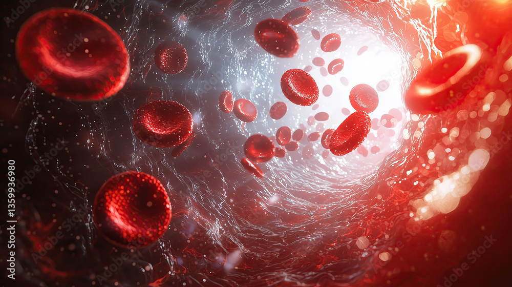 Fototapeta premium Artistic Representation of Blood Cells in Motion