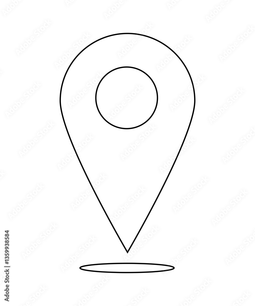 map pointer icon with thin outline