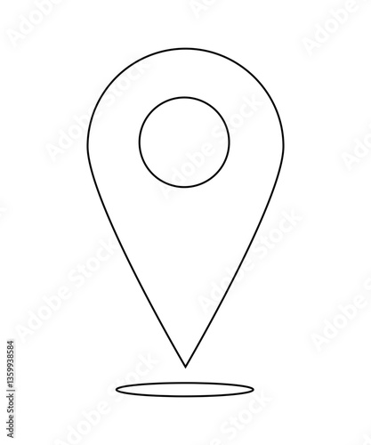 map pointer icon with thin outline