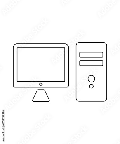 computer monitor icon with thin outline