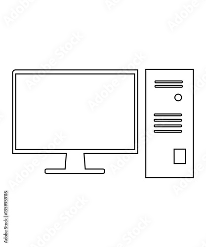 computer monitor icon with thin outline