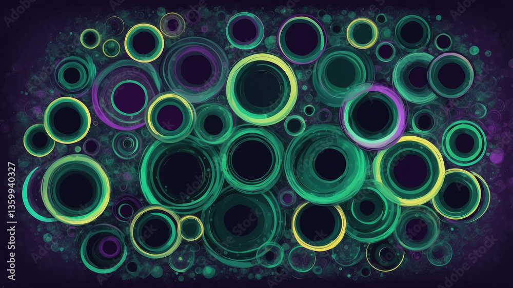 Colorful abstract circles create a mesmerizing visual experience with vibrant green hues and dark backgrounds Colorful abstract circles create a mesmerizing visual experience with vibrant green hues and dark backgrounds