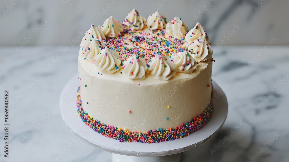 Funfetti Cake: Vanilla cake with sprinkles baked in, topped with funfetti frosting and additional sprinkles for a playful touch. Funfetti Cake: Vanilla cake with sprinkles baked in, topped with funfetti frosting and additional sprinkles for a playful touch.