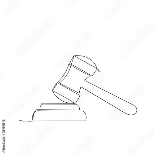  judge gavel sign and symbol. law icon. auction hammer continuous line drawing