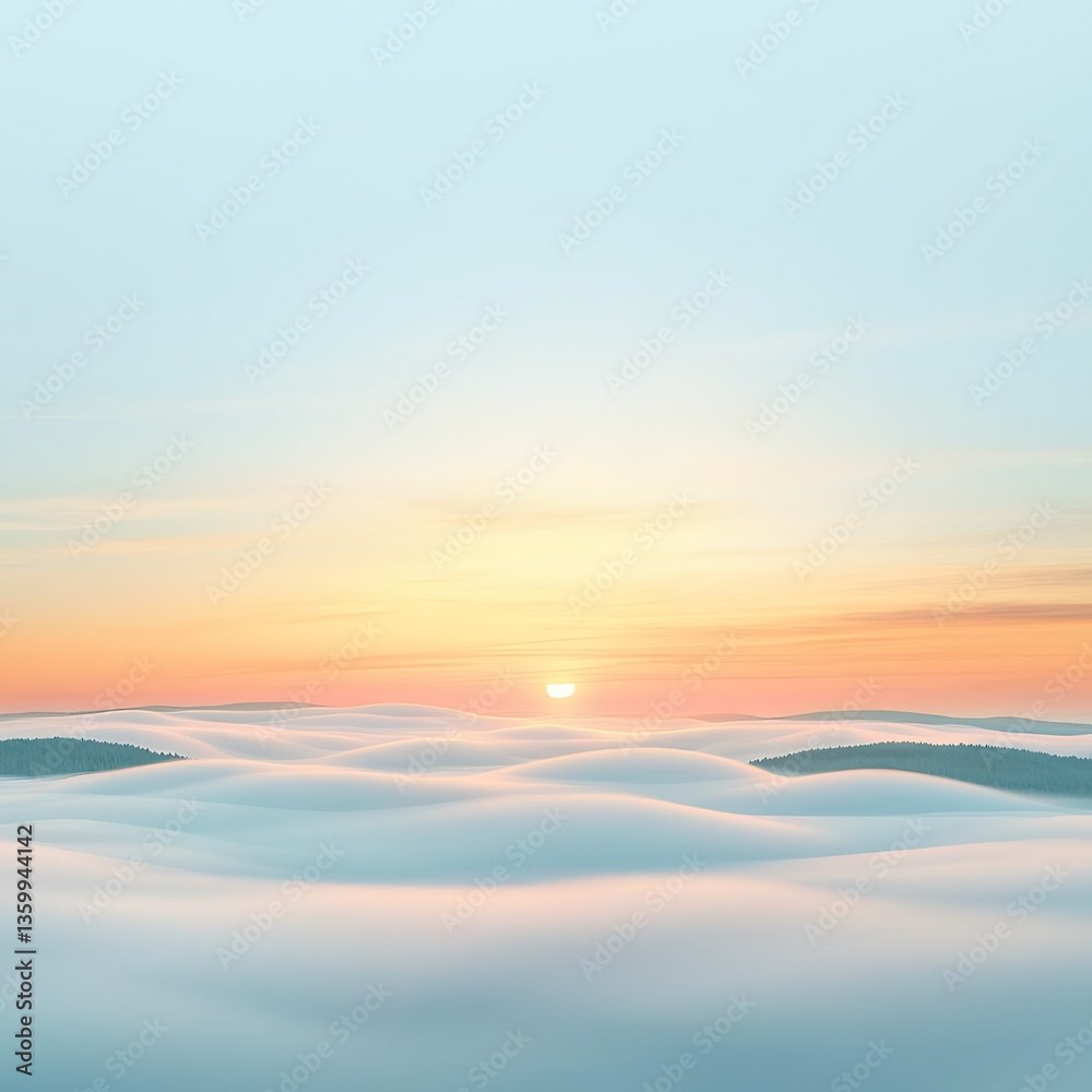 Fototapeta premium Sunrise over misty hills.