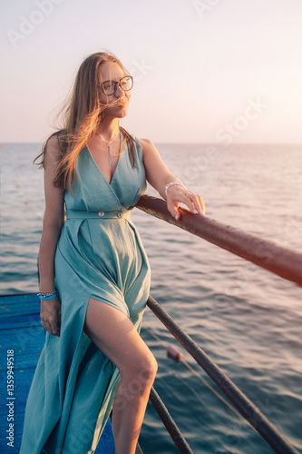 Woman in Flowing Dress on S...