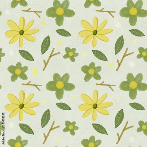 seamless pattern with yellow flowers