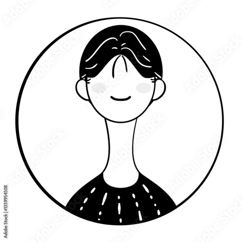 vector illustration of a girl black and white