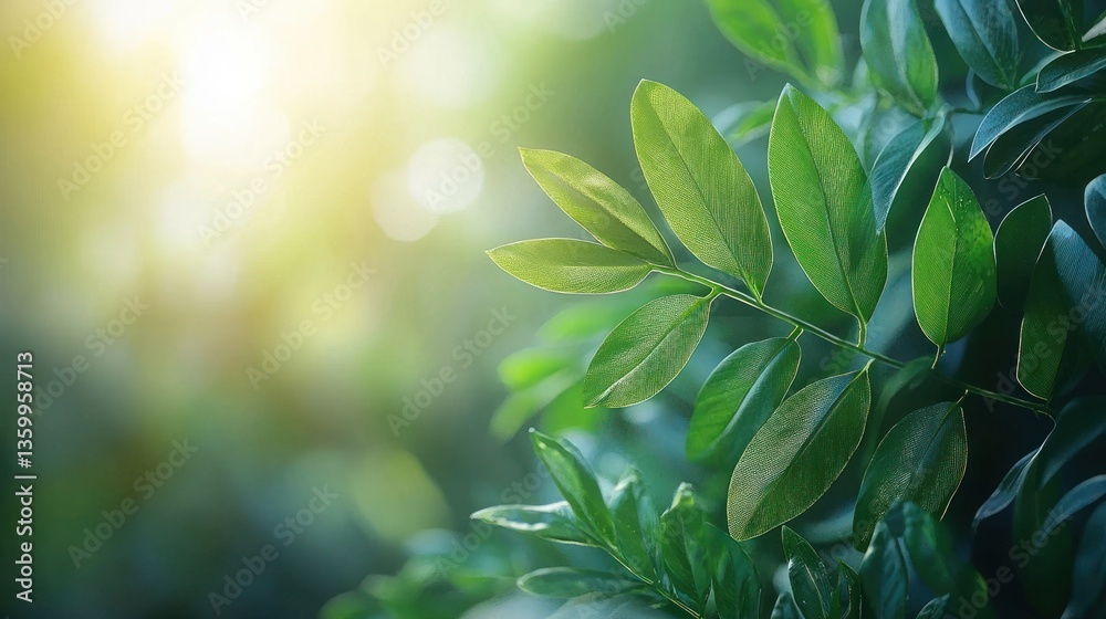 Lush green leaves bathed in sunlight Lush green leaves bathed in sunlight